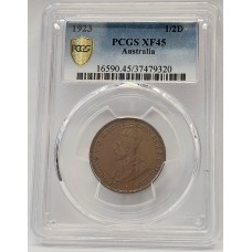 AUSTRALIA 1923 . HALF 1/2  PENNY . PCGS XF45